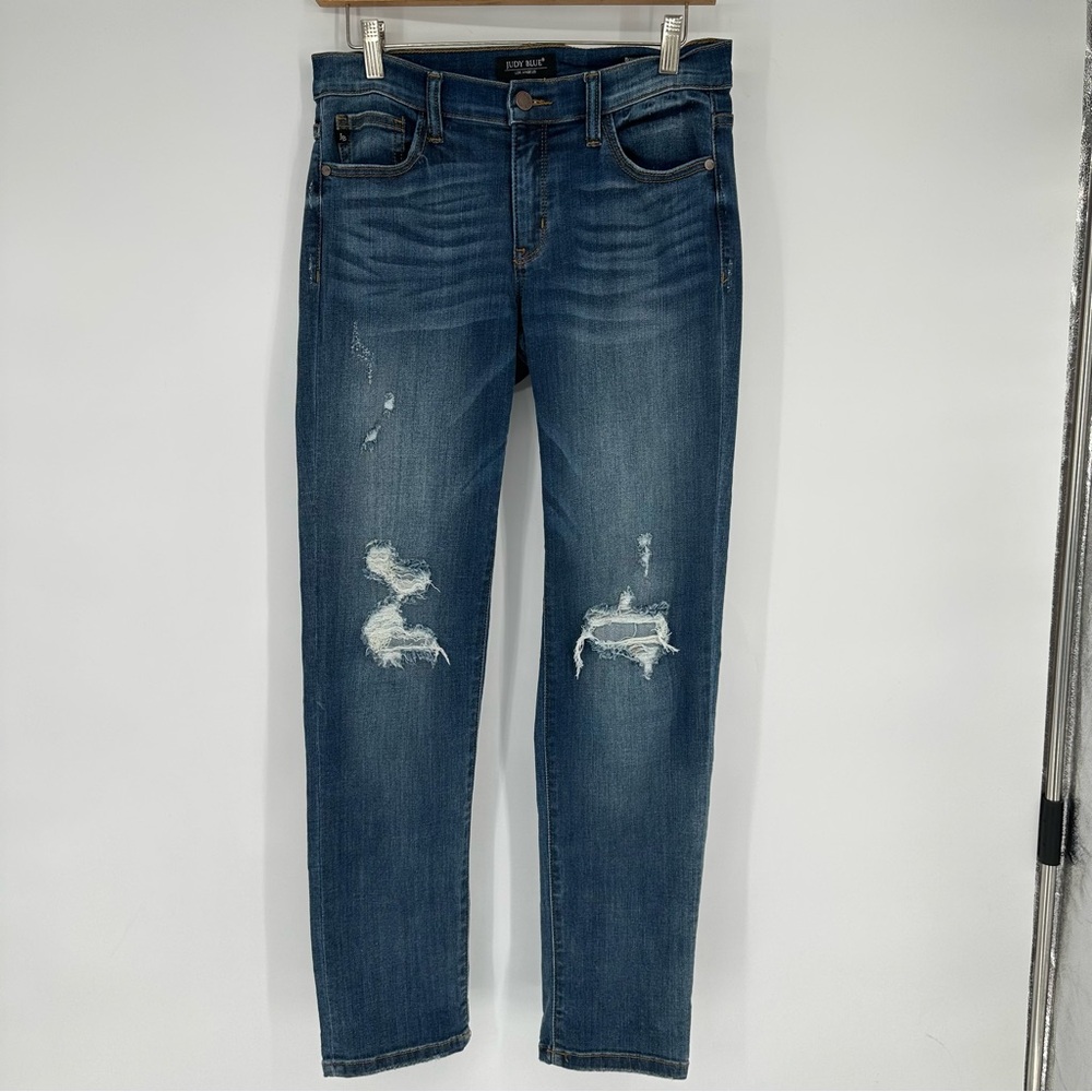 Judy Blue Boyfriend Fit Distressed Medium Wash Jeans Sz 3/26